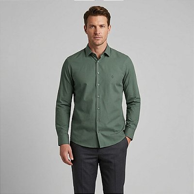 Camisa Dudalina Slim Lisa In26 Verde Masculino