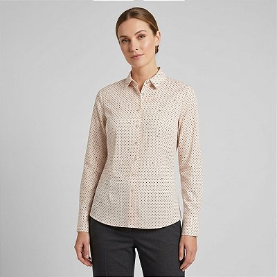 Camisa Dudalina Slim Est Poa In26 Bege Feminino
