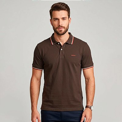 Camisa Polo Colcci 2 Listras In26 Marrom Masculino