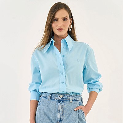Camisa Colcci Loose Ou26 Azul Feminino