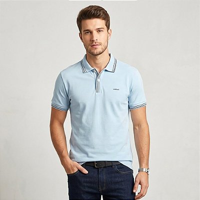 Camisa Polo Colcci Listras Desing In26 Azul Masculino