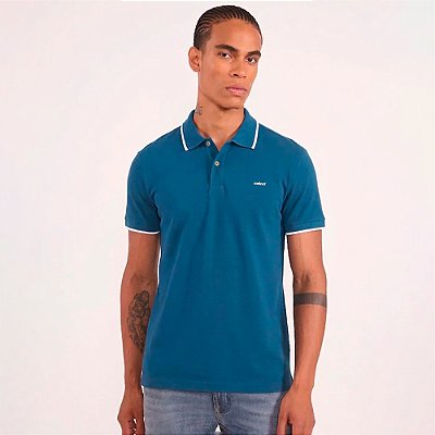 Camisa Polo Colcci Piquet 1 Listra In26 Azul Masculino