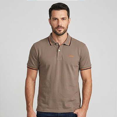 Camisa Polo Colcci 2 Lines Ou26 Marrom Masculino