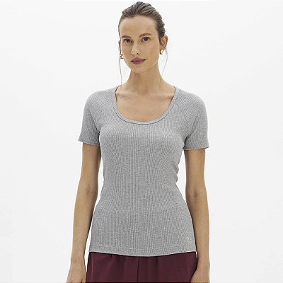 Blusa Easy Lança Perfume Canelada Raglan In26 Cinza Feminino