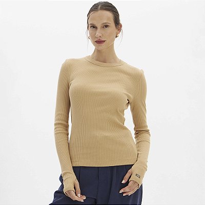 Blusa Easy Lança Perfume Canelada Longa In26 Bege Feminino