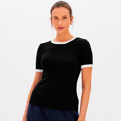 Blusa Easy Lança Perfume Canelada Curta In26 Preto Feminino