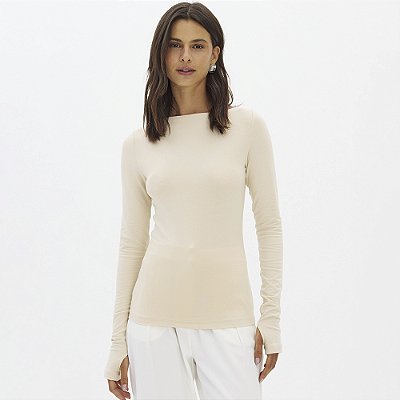 Blusa Lança Perfume Ajustada Manga Longa In26 Bege Feminino