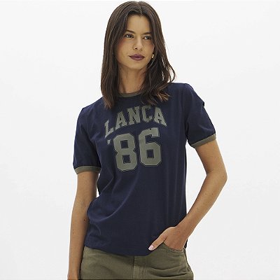 Camiseta Lança Perfume Babylook In26 Marinho Feminino