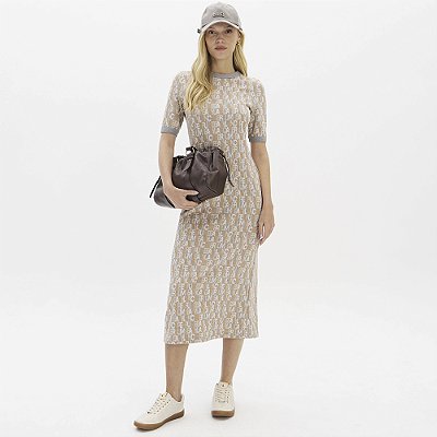 Vestido Super Mid Easy Lança Perfume Shrt In26 Bege Feminino