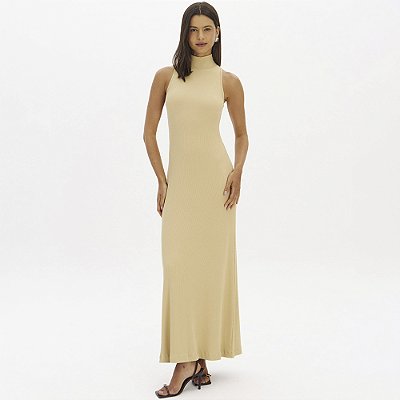 Vestido Super Mid Lança Perfume Canelado In26 Bege Feminino
