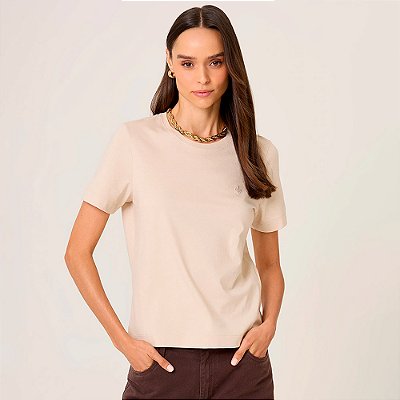 Blusa Dudalina Logo Relevo In26 Bege Feminino