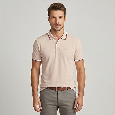 Camisa Polo Colcci 3 Lines Ou26 Rosa Masculino