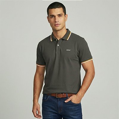 Camisa Polo Colcci 3 Lines Ou26 Verde Forest Masculino