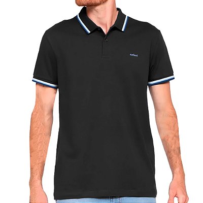 Camisa Polo Colcci 3 Lines Ou26 Preto Masculino