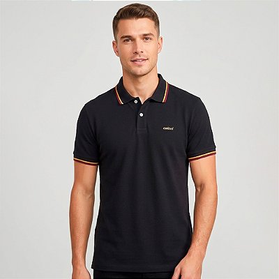 Camisa Polo Colcci 2 Lines Ou26 Preto Masculino