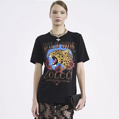 Camiseta Colcci Wild Side In26 Preto Feminino