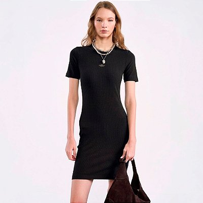Vestido Curto Colcci Canelado In26 Preto Feminino