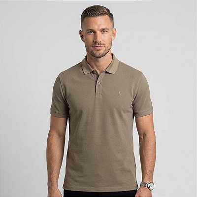 Camisa Polo Dudalina Maquinetada Listras In26 Bege Masculino