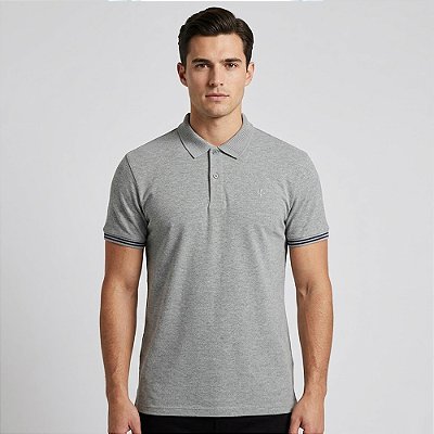 Camisa Polo Dudalina Gola Jacquard In26 Cinza Masculino