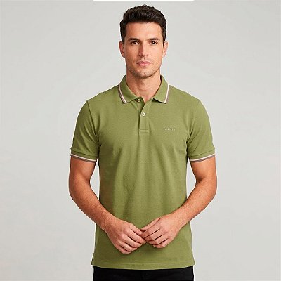 Camisa Polo Colcci Piquet 2 Listras In26 Verde Masculino