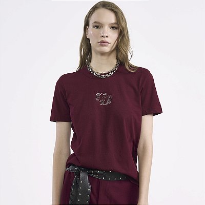 Camiseta Colcci Aplicação In26 Bordô Feminino
