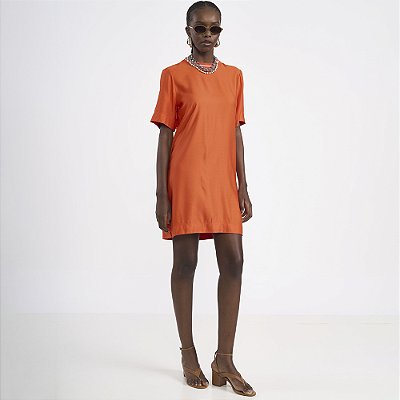 Vestido Curto Colcci Tshirt In26 Laranja Feminino