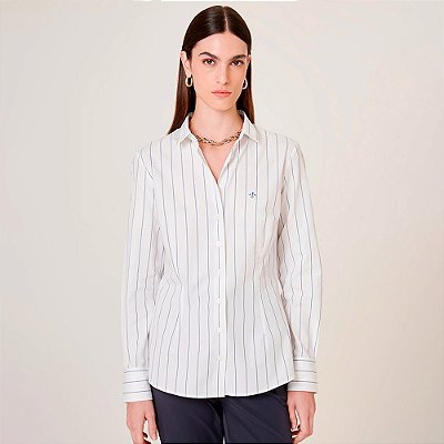 Camisa Dudalina Slim Ft Listrado In26 Branco Feminino