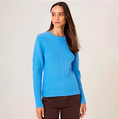 Suéter Dudalina Agata In26 Azul Feminino