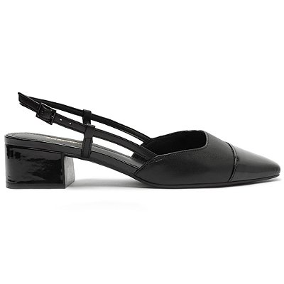 Sapatilha Anacapri Slingback Salto Baixo Preto Feminino