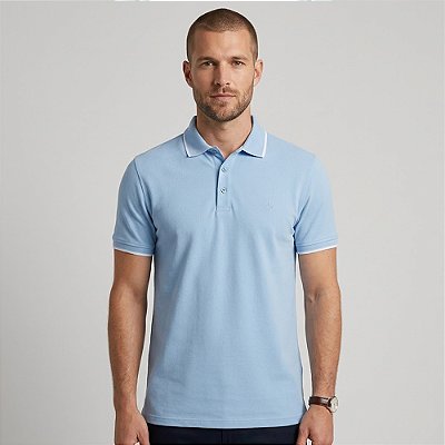 Camisa Polo Dudalina Piquet Binado In26 Azul Masculino