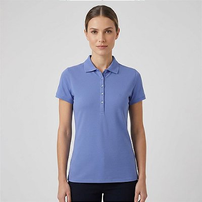 Camisa Polo Dudalina Dec V Peruan In26 Azul Feminino