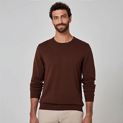 Suéter Tricot Dudalina Basic In26 Marrom Masculino