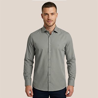 Camisa Dudalina Comfort Lisa In26 Cinza Masculino