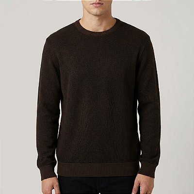 Suéter Tricot John John Smooth Cafe In26 Marrom Masculino