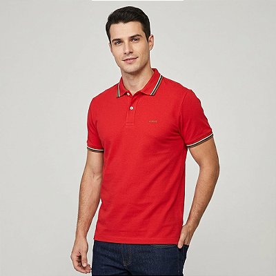 Camisa Polo Colcci Piquet 3 Listra In26 Vermelho Masculino