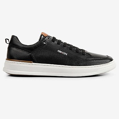 Sapatênis de Couro Ferracini Gold Fr 2072B Preto Masculino
