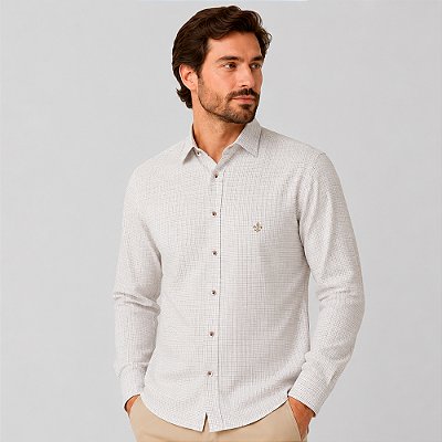 Camisa Dudalina Xadrez Milano In26 Branco Masculino