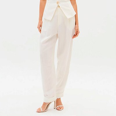 Calça Lança Perfume Carrot Linho In26 Off White Feminino