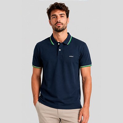 Camisa Polo Colcci 2 Lines Ou26 Azul Life Masculino