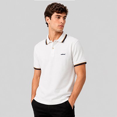 Camisa Polo Colcci Piquet 3 Listras In26 Off White Masculino