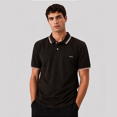 Camisa Polo Colcci Piquet 3 Listras In26 Marrom Masculino