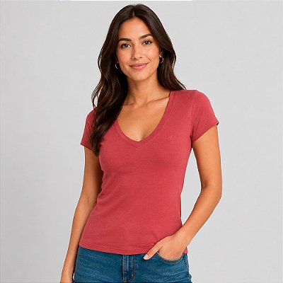 Blusa Dudalina Decote V Pr27 Vermelho Feminino
