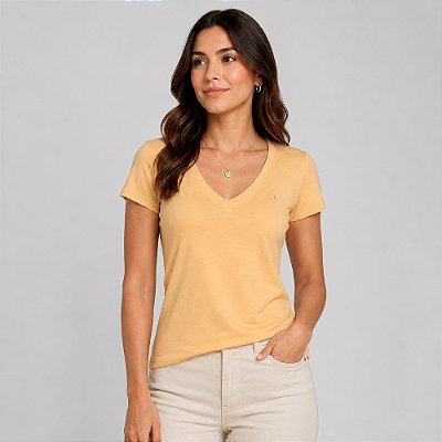 Blusa Dudalina Decote V Pr27 Amarelo Feminino