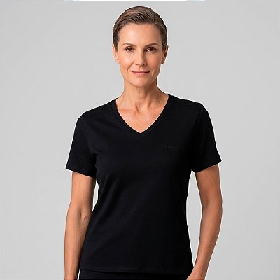 Blusa Dudalina Iris Decote V Pr27 Preto Feminino
