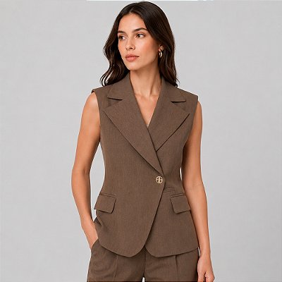 Colete Dudalina Transpassado Julia Pr27 Marrom Feminino