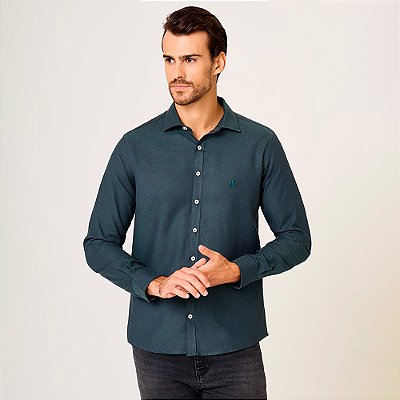 Camisa Slim Dudalina Slim Oxford Pr27 Verde Masculino