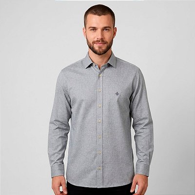 Camisa Dudalina Comfort Melange Pr27 Cinza Masculino
