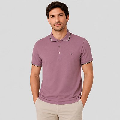 Camisa Polo Dudalina Frisos Degrade Pr27 Rosa Masculino