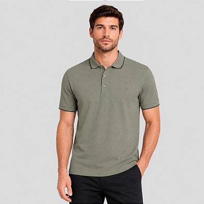 Camisa Polo Dudalina Frisos Degrade Pr27 Verde Masculino