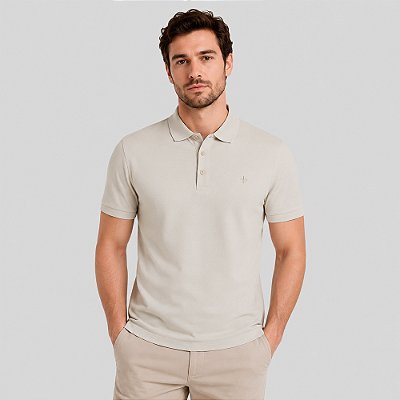 Camisa Polo Dudalina Essential Pr27 Bege Masculino